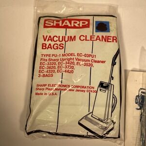 Sharp Vacuum Bag Pu-1 Upright Pack Of 3 New